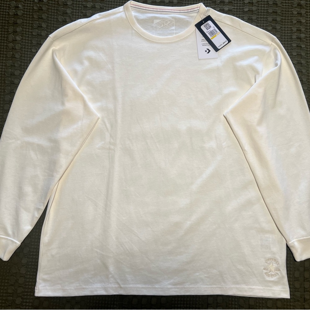 Classic gold standard embroidered logo long sleeves t shirt white ‘10026898-A01